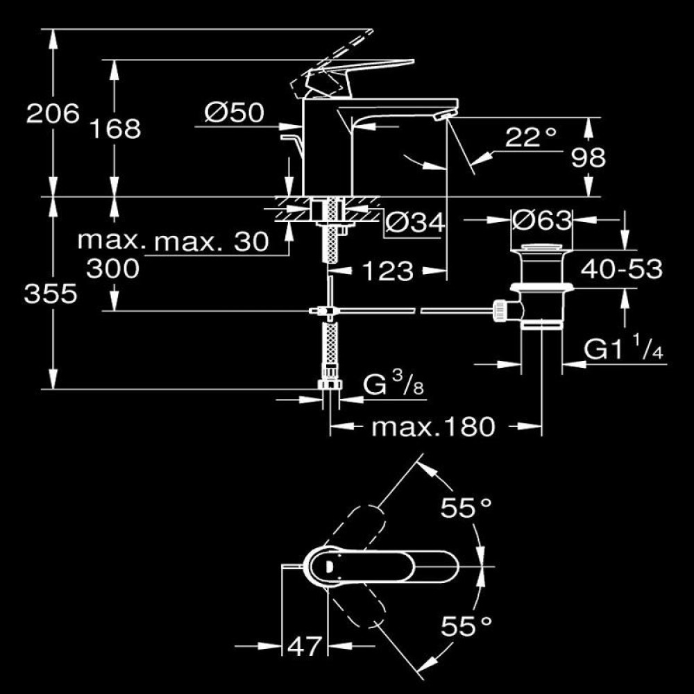 Смесител за мивка, М-размер хром, Eurosmart Cosmopolitan Grohe 23 325 000