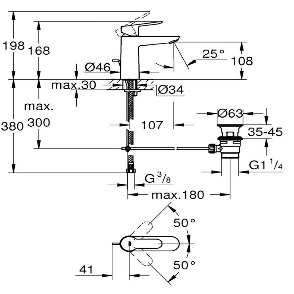 Комплект смесител за мивка,вана,душ гарнитура Grohe 23 758 000/23 334 000/27 853 001