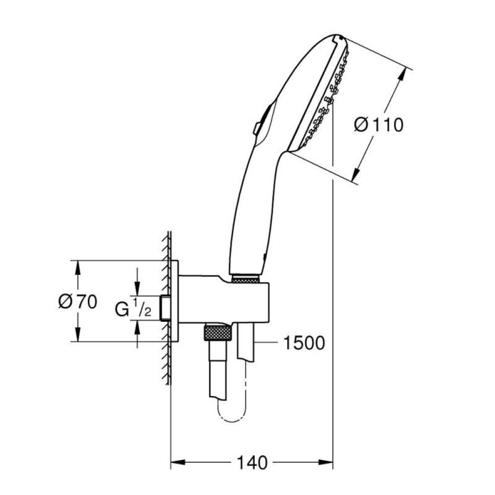 Комплект смесител за вграждане, душ пита 250мм, хром EUROSMART/TEMPESTA Grohe 26 668 000