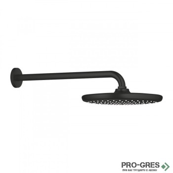 Душ пита, комплект с рамо, черен мат, Tempesta 250, Grohe 266682430
