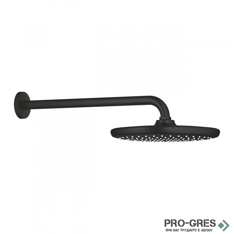 Душ пита, комплект с рамо, черен мат, Tempesta 250, Grohe 266682430