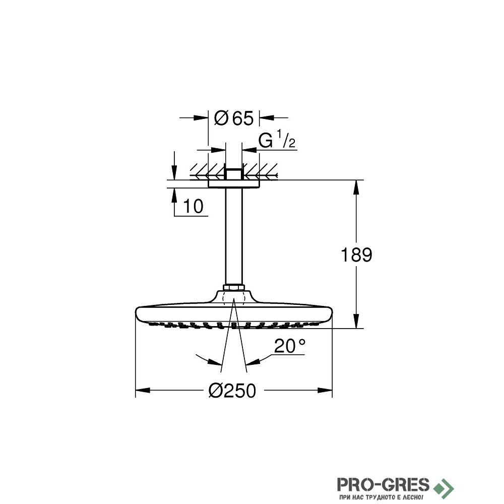 Душ пита 142 mm, Tempesta 250, Grohe 266692430