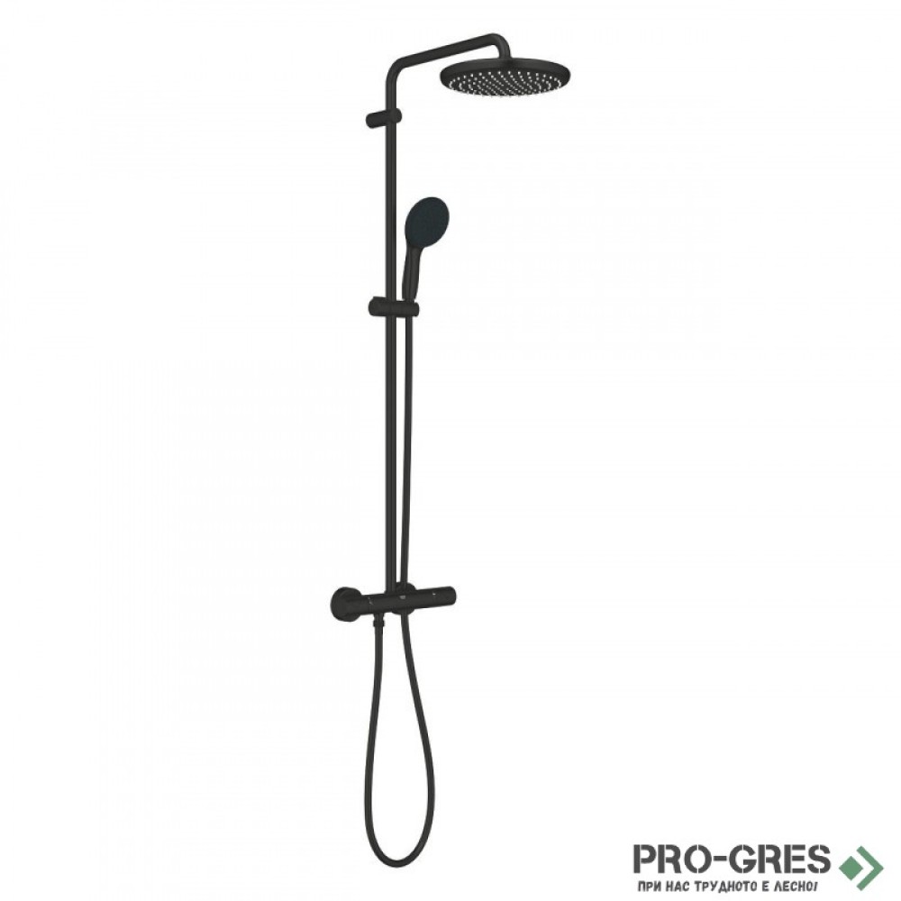 Термостатна душ система, черен мат, Tempesta 250, Grohe 266702431