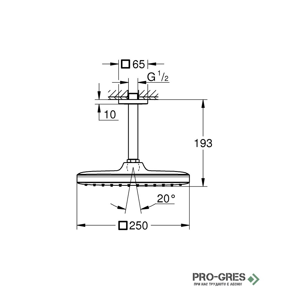 Душ пита 142 mm, Tempesta 250 Cube, Grohe 26 688 2430