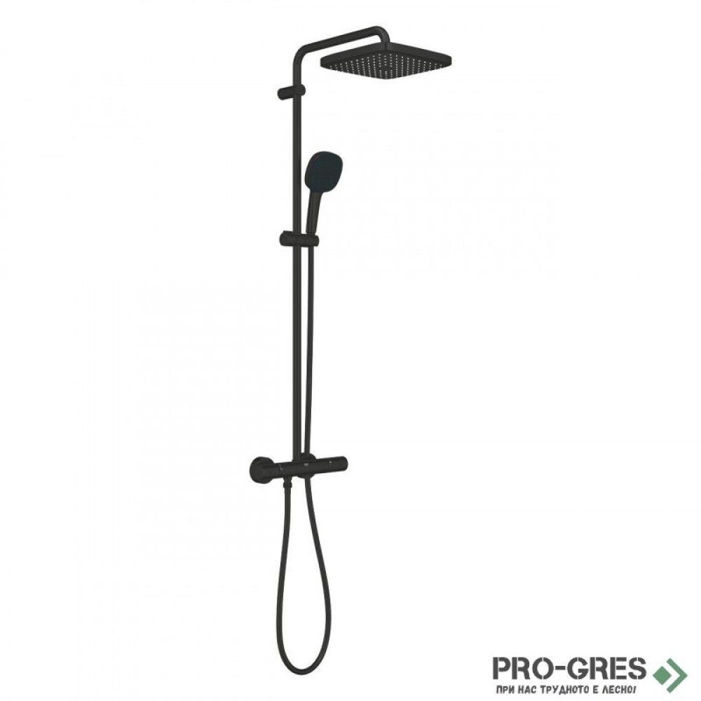 Термостатна душ система, черен мат, Tempesta Cube 250, Grohe 266892431