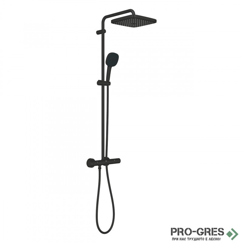 Термостатна душ система, черен мат, Tempesta Cube 250, Grohe 266892431