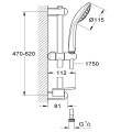 Душ гарнитура с тръбно окачване и слушалка с 3 функции,Tempesta 100 Grohe 27600001