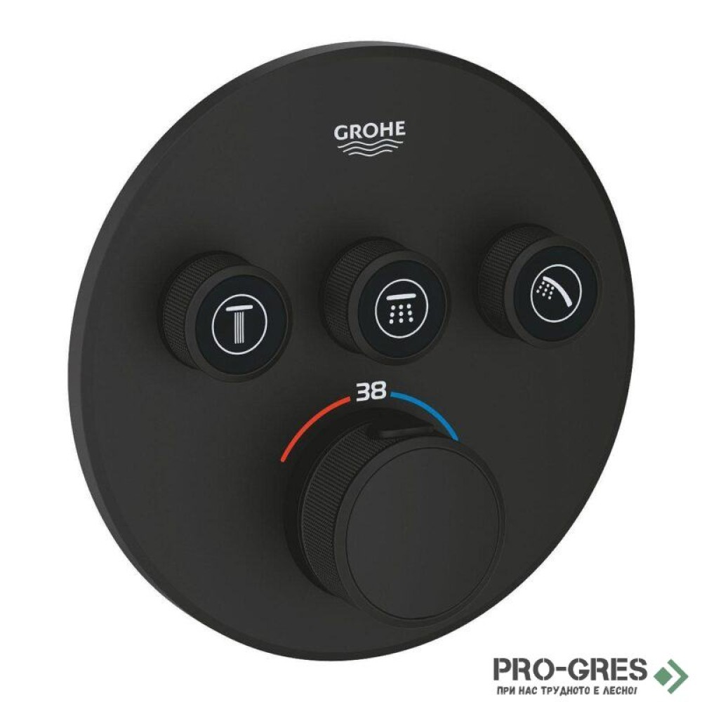 Термостатен смесител, за вграждане, черен мат, Grohtherm SmartControl, Grohe 29508KF0