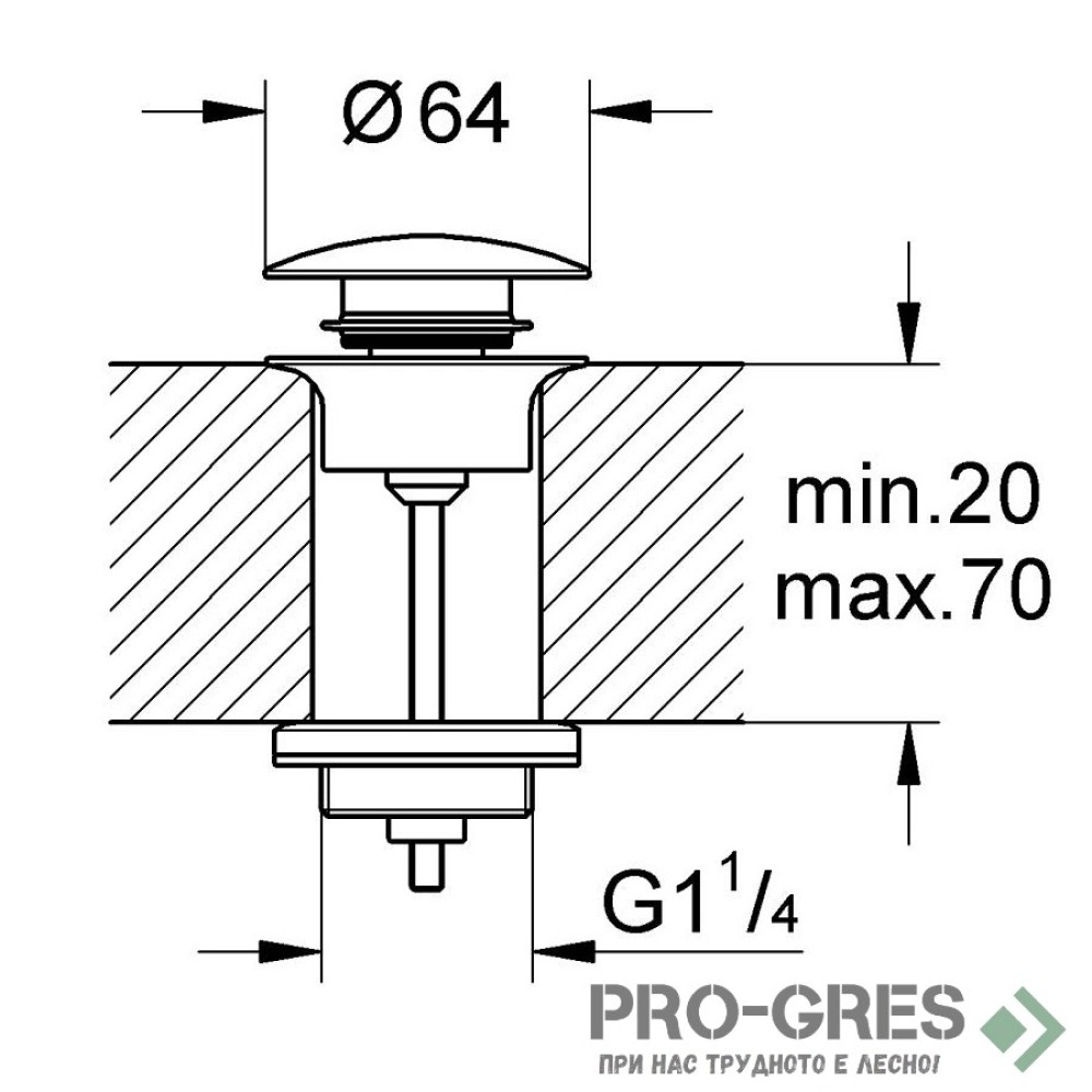 Клик сифон за мивка, универсален, черен мат, Grohe 29510KF0
