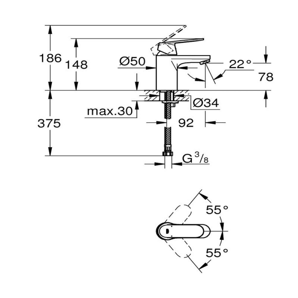Смесител за мивка S-размер хром,Eurosmart Cosmopolitan Grohe 32 824 000