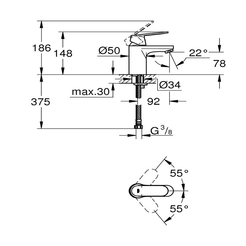 Смесител за мивка S-размер хром,Eurosmart Cosmopolitan Grohe 32 824 000