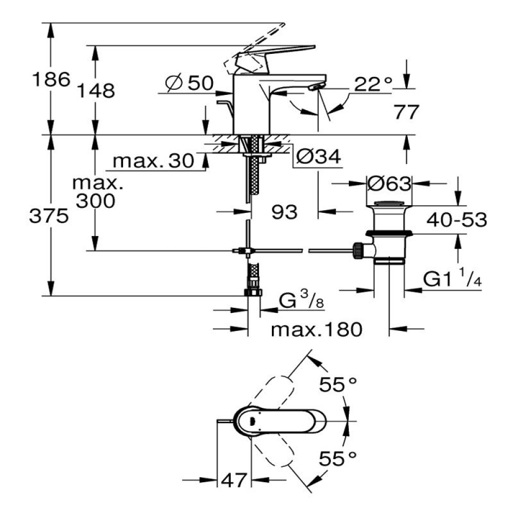 Смесител за мивка, S-размер хром,Eurosmart Cosmopolitan Grohe 32 825 00E