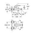Смесител за вана едноръкохватков,хром,Eurosmart Grohe 33 300 003
