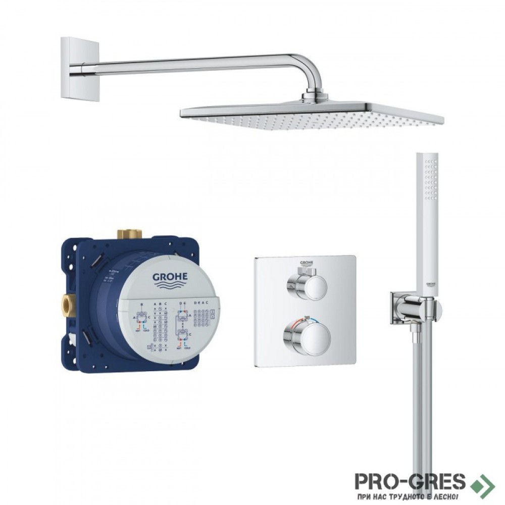 Душ комплект за вграждане с термостатен смесител Grohtherm Rainshower Mono 310, Grohe 34 870 000