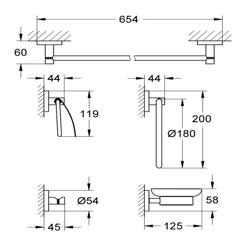 Комплект аксесоари за баня 5в1, Grohe Essentials 40 344 001