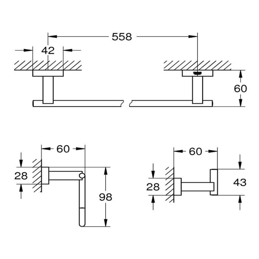 Комплект аксесоари за баня 3в1, Grohe Essentials Cube 40 777 001