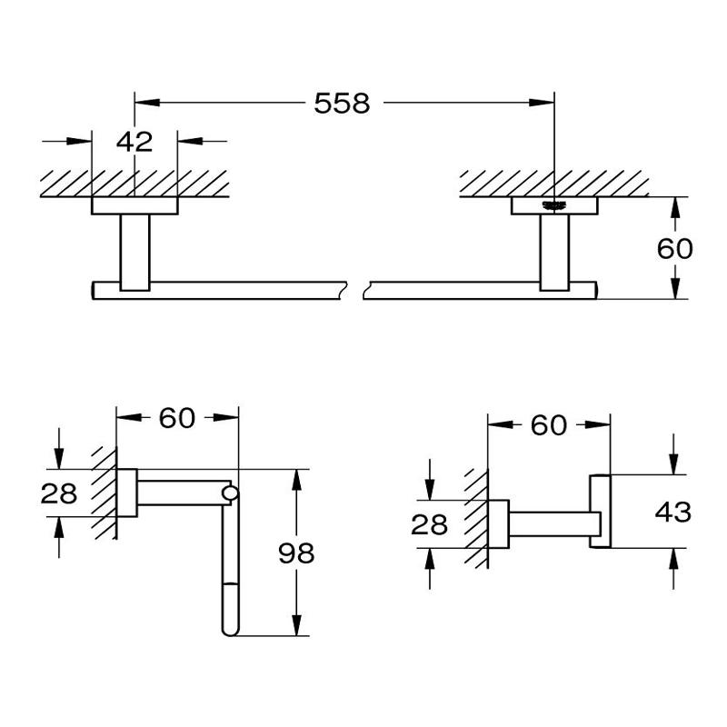 Комплект аксесоари за баня 3в1, Grohe Essentials Cube 40 777 001