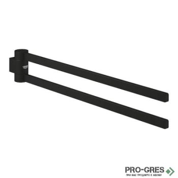 Двойна закачалка за хавлий, черен мат, Grohe SELECTION 41219KF0