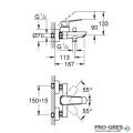 Смесител за душ/вана, стенен, черен мат, Cubeo, Grohe 1018132430