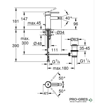 Смесител за биде с витло SuperSteel Essence Grohe 24178DC1 Смесител за биде с витло SuperSteel Essence Grohe 24178DC1