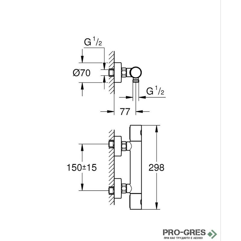 Термостатен смесител за душ,Brushed Hard Graphite,Essence ,Grohe 34065AL2