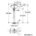 Смесител за вана с ръчен душ,подов монтаж,BRUSHED Hard Graphite, Esence Grohe 23491AL1