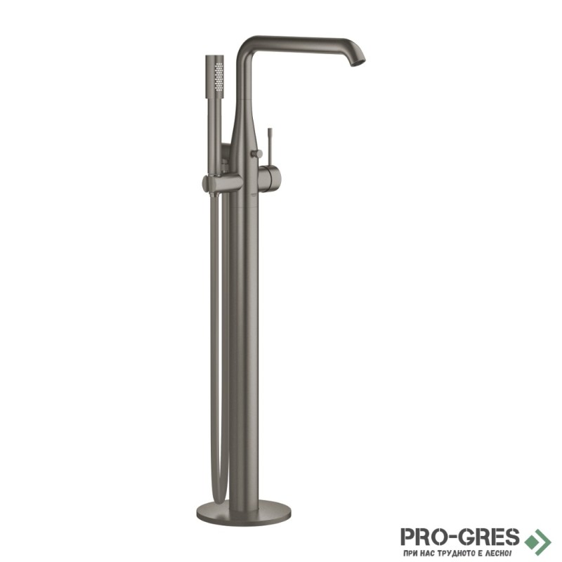 Смесител за вана с ръчен душ,подов монтаж,BRUSHED Hard Graphite, Esence Grohe 23491AL1