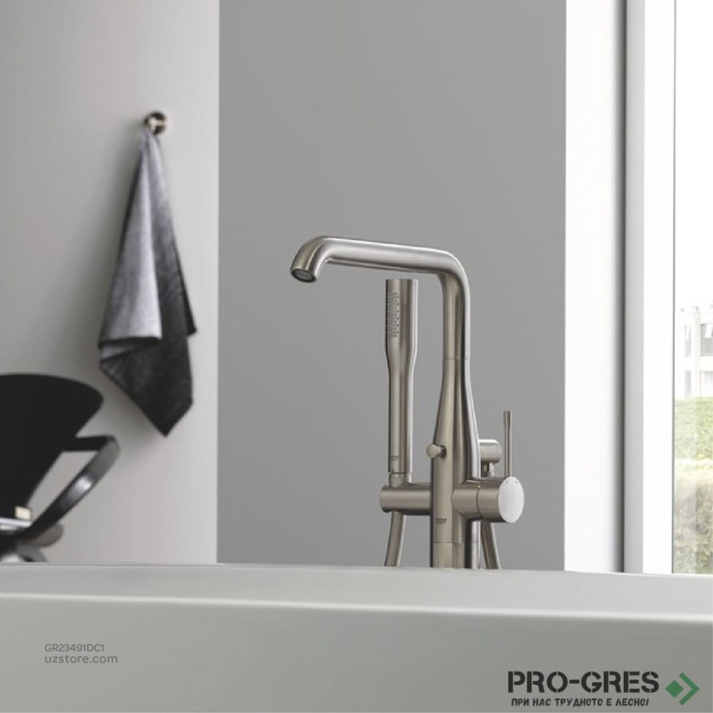 Смесител за вана с ръчен душ,подов монтаж,SuperSteel Esence Grohe 23491DC1