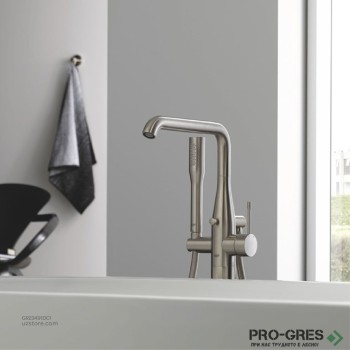 Смесител за вана с ръчен душ,подов монтаж,SuperSteel Esence Grohe 23491DC1