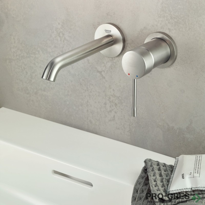 Комплект Стенен смесител с тяло за вграждане, L-размер,SuperSteel Essence, Grohe 29193DC1