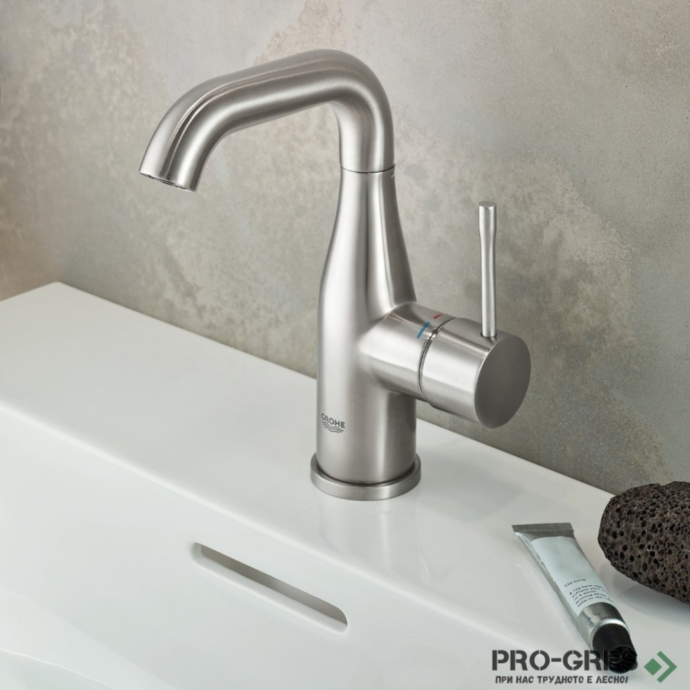 Смесител за мивка М-размер с витло ,SuperSteel GROHE ESSENCE 24173DC1