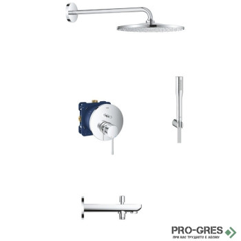 Душ комплект за вграждане с чучур и пита от стената в хром Essence Grohe 24058001