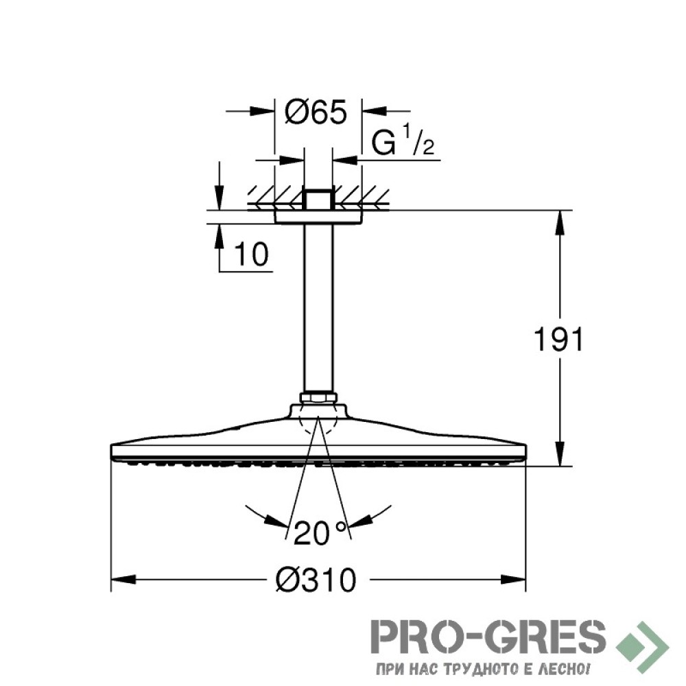 Душ  за вграждане, едноръкохватков ,черен мат, Grohe  ESSENCE/RSH MONO