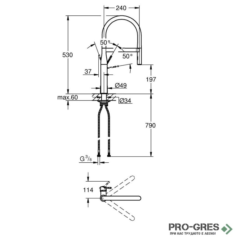 Смесител за мивка, Essence, Grohe 30503KF0