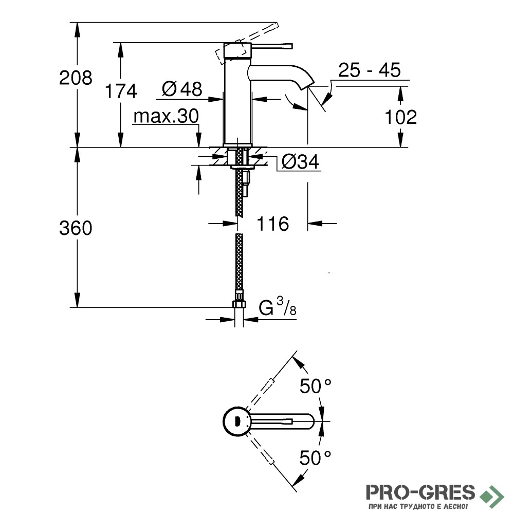 Смесител за умивалник, черен мат, S-размер, Essence, Grohe 24172KF1