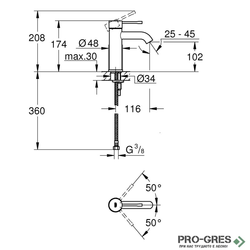 Смесител за умивалник, черен мат, S-размер, Essence, Grohe 24172KF1