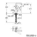 Смесител за умивалник, L-размер, черен мат, Essence, Grohe 24177KF1
