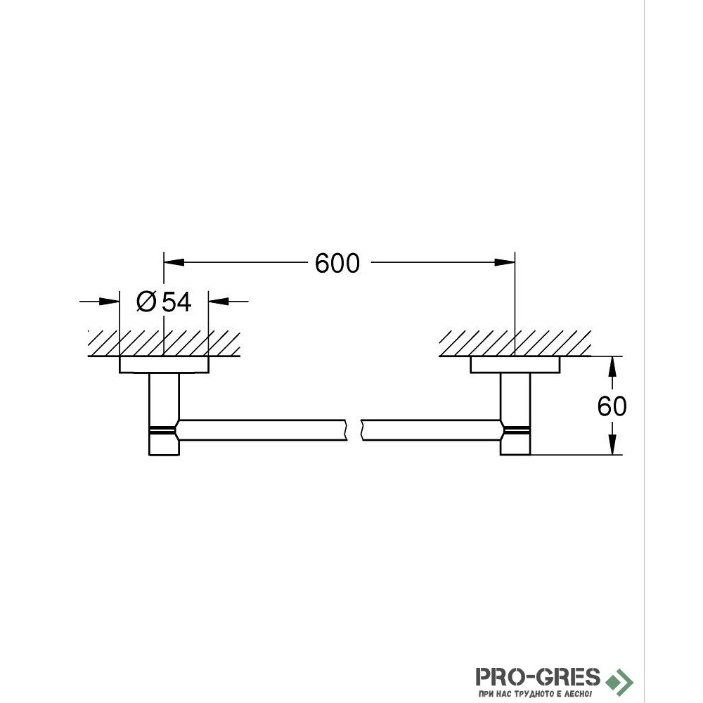 Хавлийник 65см, SuperSteel Essentials, Grohe 40366DC1