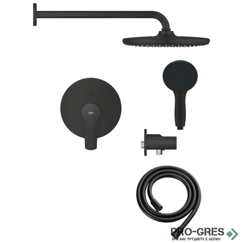 Душ  за вграждане, черен мат, Grohe  EUROSMART / TEMPESTA