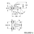 Смесител за душ/вана, стенен, черен мат, Eurosmart, Grohe 333002433