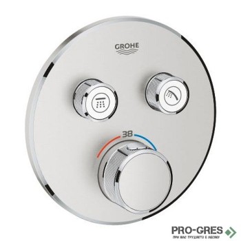 Термостен смесител за вграждане, двупътен, Super Steel Grohtherm SmartControl,Grohe 29119DC0