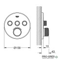 Термостатен смесител, за вграждане, черен мат, Grohtherm SmartControl, Grohe 29508KF0