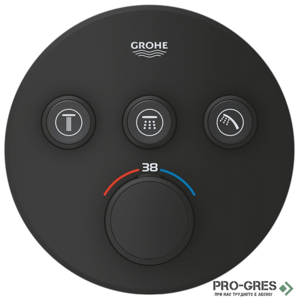 Термостатен смесител, за вграждане, черен мат, Grohtherm SmartControl, Grohe 29508KF0
