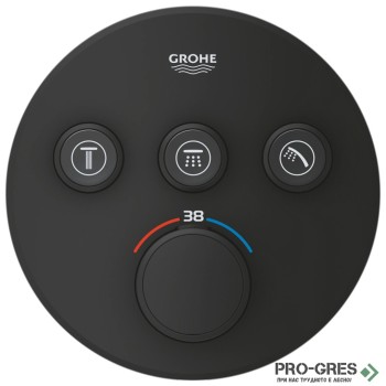 Термостатен смесител, за вграждане, черен мат, Grohtherm SmartControl, Grohe 29508KF0
