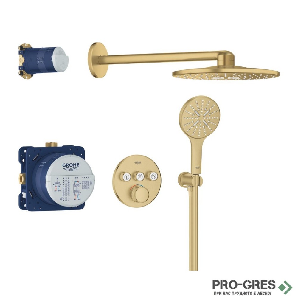 Комплект с термостатен смесител за вграждане,BRUSHED COOL SUNRISE GROHTHERM SMARTCONTROL Grohe 34863GN0