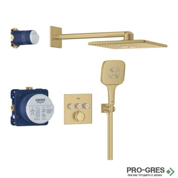 Комплект с термостатен смесител за вграждане,BRUSHED COOL SUNRISE,GROHTHERM SMARTCONTROL/EUPHORIA Cube Grohe 34864GN0