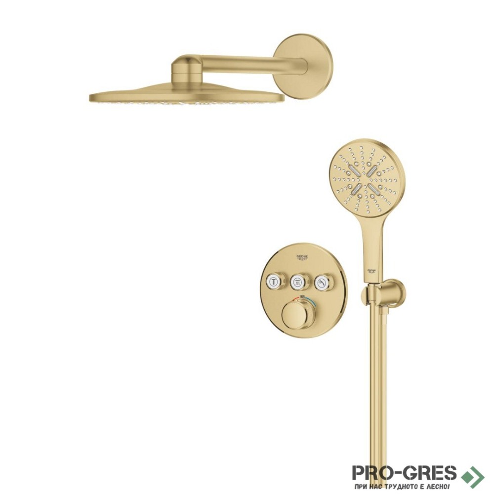 Комплект с термостатен смесител за вграждане,BRUSHED COOL SUNRISE GROHTHERM SMARTCONTROL Grohe 34863GN0