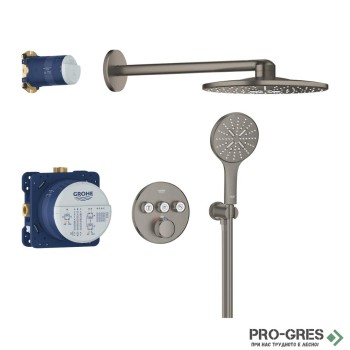 Комплект с термостатен смесител за вграждане,BRUSHED Hard Graphite GROHTHERM SMARTCONTROL Grohe 34863AL0 