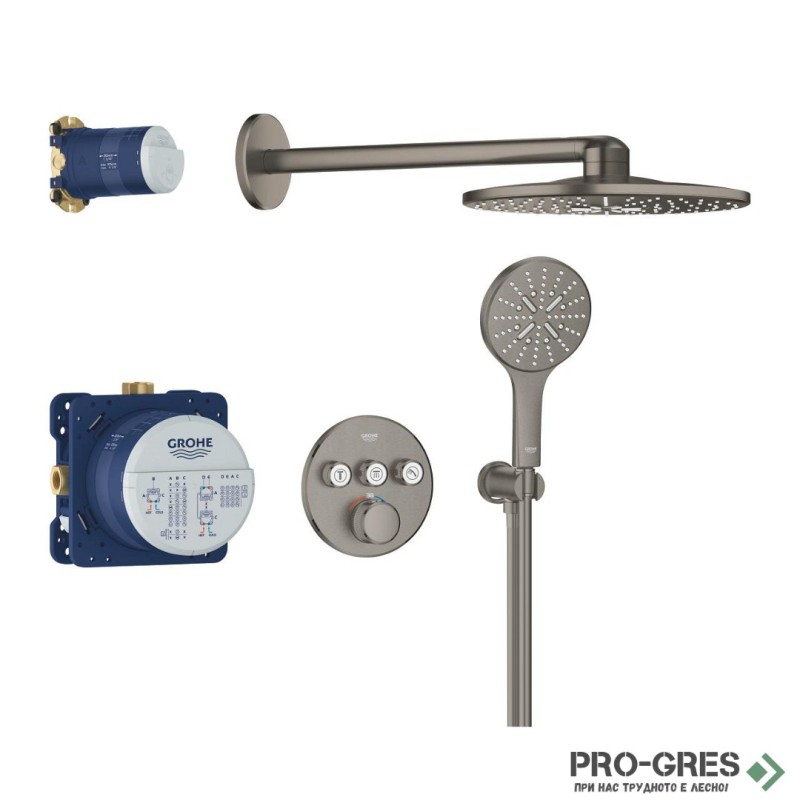 Комплект с термостатен смесител за вграждане,BRUSHED Hard Graphite GROHTHERM SMARTCONTROL Grohe 34863AL0