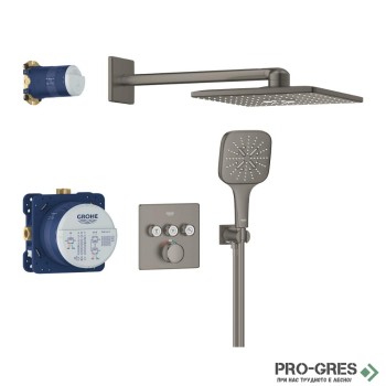 Комплект с термостатен смесител за вграждане,BRUSHED Hard Graphite,GROHTHERM SMARTCONTROL/EUPHORIA Cube Grohe  34864AL0